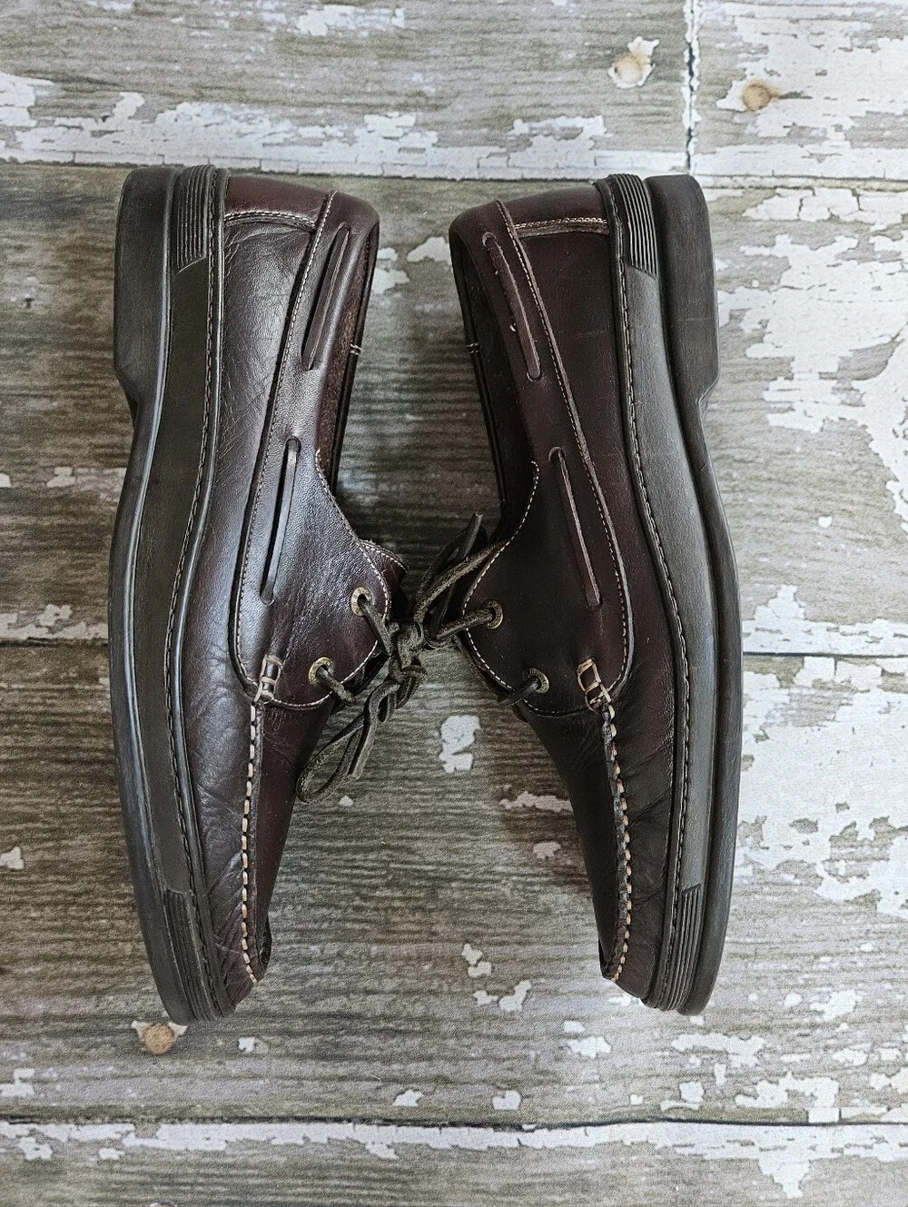 Bally of Switzerland Brown Leather Boat Shoes Deck Moccasins Plume Style